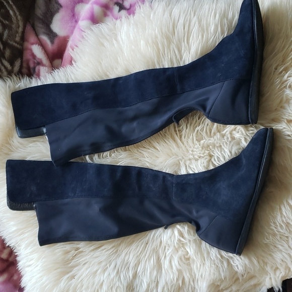 Stuart Weitzman women's blue leather suede knee high boots size 36 - Picture 4 of 8